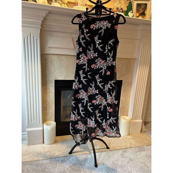 Alfani Floral-Embroidered Fit & Flare Asymmetrical Midi Dress Size 4 Created for - Picture 4 of 6